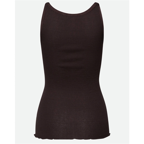 Rosemunde Rib Silke Top, Dark Espresso 
